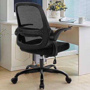 office chair, kerdom ergonomic desk chair, breathable mesh computer chair, comfy swivel task chair with flip-up armrests and adjustable height
