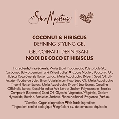 SheaMoisture Defining Styling Gel For Thick, Curly Hair Coconut and Hibiscus Paraben-Free Frizz Control Styling Gel 15 oz