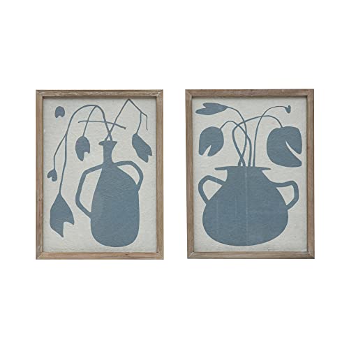 Creative Co-Op Wood and Glass Wall Décor, Set of 2 styles