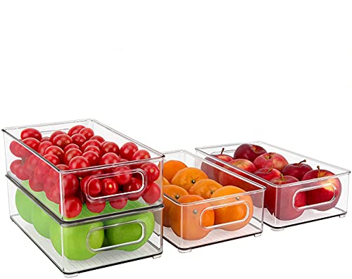 MLTS Fridge organizer | Stackable Storage Bins Clear Plastic Pantry Rack Refrigerator Kitchen Cabinet Frozen pod dividers Mini can holder Food Safe Multiple Use Pack of 2