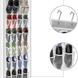 ZCX Over The Door Closet Shoe Holders with Clear Pockets, Breathable Non-Woven Fabric Hanging Closets, Hanging Shoe Organizer for Bedroom Closet Bathroom Kitchen Doors (Black) Shoe Racks