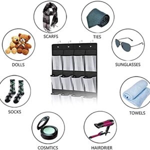 ZCX Over The Door Closet Shoe Holders with Clear Pockets, Breathable Non-Woven Fabric Hanging Closets, Hanging Shoe Organizer for Bedroom Closet Bathroom Kitchen Doors (Black) Shoe Racks