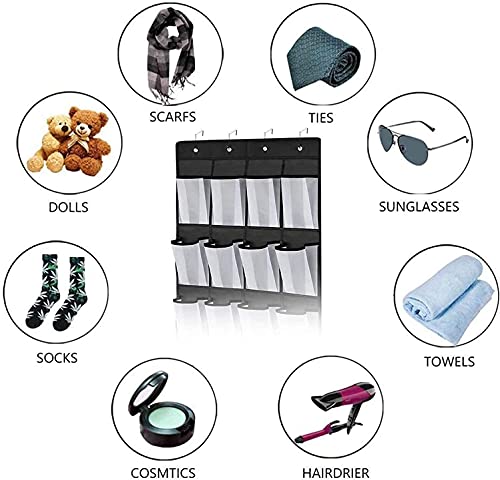 ZCX Over The Door Closet Shoe Holders with Clear Pockets, Breathable Non-Woven Fabric Hanging Closets, Hanging Shoe Organizer for Bedroom Closet Bathroom Kitchen Doors (Black) Shoe Racks