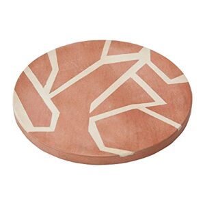 main + mesa 10" round sandstone trivet, terracotta/off-white
