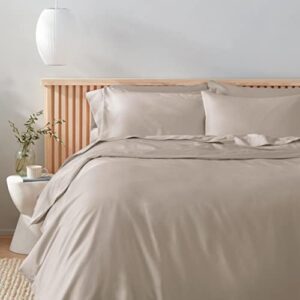 amazon aware 100% organic cotton 300 thread count duvet cover set - taupe, king