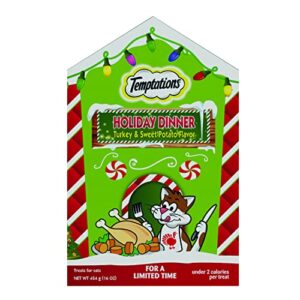 temptations classic, crunchy and soft cat treats, holiday dinner turkey and sweet potato flavor, 16 oz. pouch