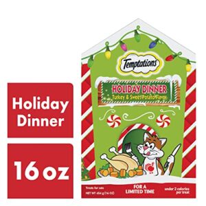 Temptations Classic, Crunchy and Soft Cat Treats, Holiday Dinner Turkey and Sweet Potato Flavor, 16 oz. Pouch