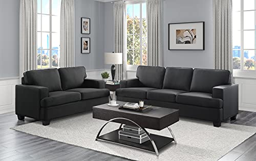 Lexicon Fernleaf Living Room Loveseat, Black