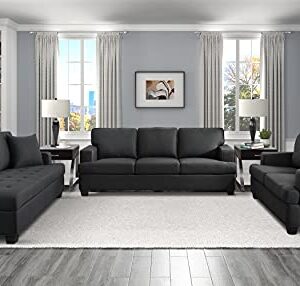 Lexicon Fernleaf Living Room Loveseat, Black