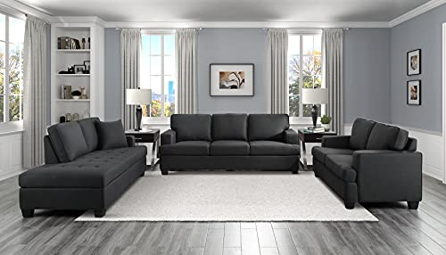 Lexicon Fernleaf Living Room Loveseat, Black