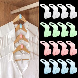 ronrons 60 pieces clothes hanger connector hooks, outfit hangers extender linking hook clips velvet huggable hangers drop connecting grip heavy duty cascading clothes space saving organizer, 4 colors