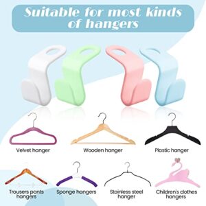 RONRONS 60 Pieces Clothes Hanger Connector Hooks, Outfit Hangers Extender Linking Hook Clips Velvet Huggable Hangers Drop Connecting Grip Heavy Duty Cascading Clothes Space Saving Organizer, 4 Colors