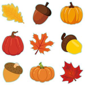 osnie 45pcs happy fall accents cutouts thanksgiving halloween pumpkin maple leaves acorn school classroom bulletin board decoration autumn wall decals name tags for fall thanksgiving theme party