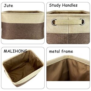 MALIHONG Personalized Dog Toy Box Collapsible Storage Basket Sturdy Fabric Storage Bin with Handles for Organizing Shelf Home Closet, Brown and White Size - 15" x 11" x 8.3"