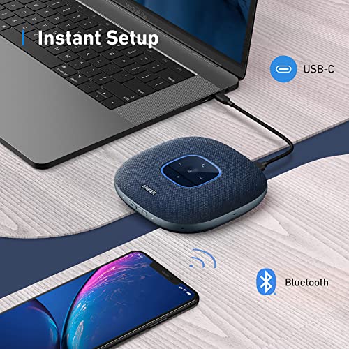 Anker PowerConf S3 Bluetooth Speakerphone with 6 Mics, Enhanced Voice Pickup, 24H Call Time, App Control, Bluetooth 5, USB C, Conference Speaker Compatible with Leading Platforms, Home Office,Blue
