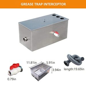 Grease Trap with 3 Top Inlets, Grease Traps for Restaurants Under Sink, Commercial Grease Trap Under Sink, Stainless Steel Grease Interceptor Trap for 3 Compartment Sink