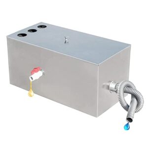 Grease Trap with 3 Top Inlets, Grease Traps for Restaurants Under Sink, Commercial Grease Trap Under Sink, Stainless Steel Grease Interceptor Trap for 3 Compartment Sink