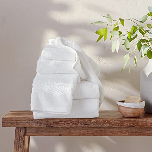 Amazon Aware 100% Organic Cotton Plush Bath Towels - 6-Piece Set, White