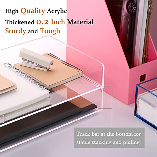 Paper Organizer Tray, Clear Acrylic Desk Organizers and Accessories, Office Supplies Organization, Stackable File Holder-Art Storage for School Classroom, Workspace Letter Tray-2 Pack/2 Tier