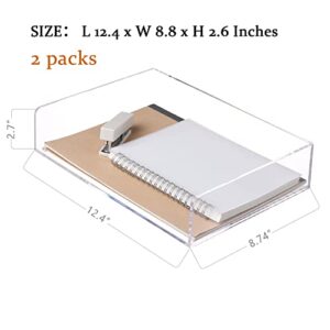 Paper Organizer Tray, Clear Acrylic Desk Organizers and Accessories, Office Supplies Organization, Stackable File Holder-Art Storage for School Classroom, Workspace Letter Tray-2 Pack/2 Tier