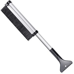 extendable 24 inch snow brush and ice scraper for cars trucks vans and suvs, retracts from 24" to 17" for easy storage