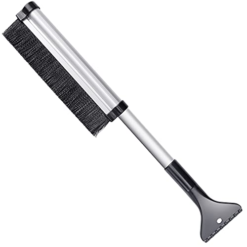 Extendable 24 Inch Snow Brush and Ice Scraper for Cars Trucks Vans and SUVs, Retracts from 24" to 17" for Easy Storage