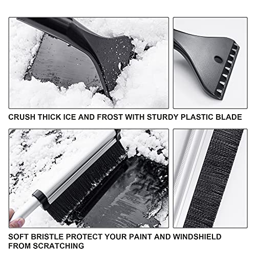 Extendable 24 Inch Snow Brush and Ice Scraper for Cars Trucks Vans and SUVs, Retracts from 24" to 17" for Easy Storage