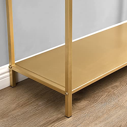 FirsTime & Co. New & Improved Gold Elliot 4-Tier Bookcase, Storage Shelf for Living Room, Bedroom, Bathroom, Kitchen, Home Office, Metal and Glass, Glam, 32.25 x 12 x 68 inches (70469)