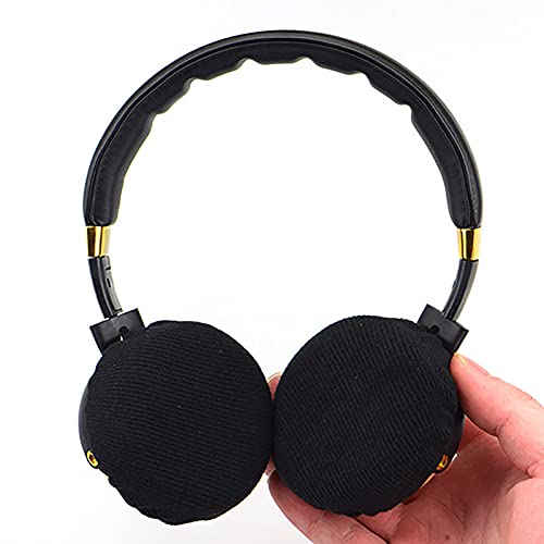CactusAngui Ear Cushion Cover Knitted Comfortable Fabric Headphone Protector Breathable Portable Large Black