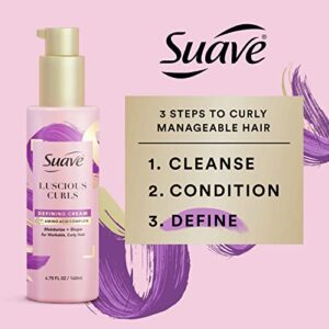 Suave Pink Luscious Curls Styling Cream Hair Cream for Luscious Curls Curl Defining Cream with Amino Acid Complex 4.75 oz