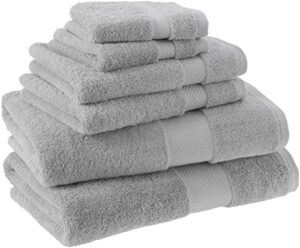 amazon aware 100% organic cotton plush bath towels - 6-piece set, light gray