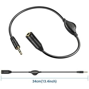 PChero 2 Packs 3.5mm Headphone Extension Cables with Mic, Male to Female Stereo Audio Jack Extender Aux Extension Adapter Cords with Volume Control