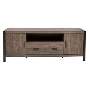 ROCKPOINT Industrial Modern Universal Stand with Doors and Open Shelves Entertainment Center, 60 Inch, Charcoal Grey