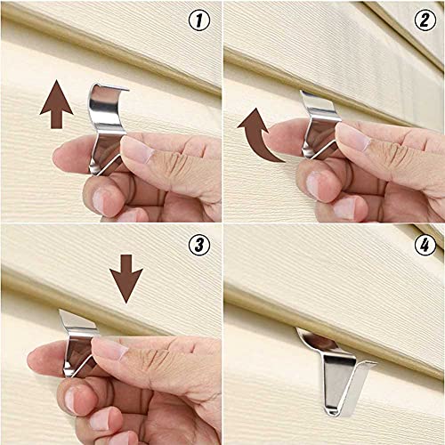 6 Pcs Vinyl Siding Hooks Stainless Steel Light Wreath Planter Hanging Hooks No-Hole Needed Hangers for Outdoor Decorations