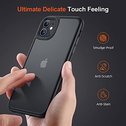 MRYUESG Designed for iPhone 11 Case [ Military Grade Drop Protection] Translucent Hard Back with Soft Silicone Bumper, Slim Cover Compatible with iPhone 11 Phone Case, Made for i-Phone11case, Black