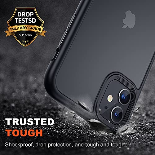 MRYUESG Designed for iPhone 11 Case [ Military Grade Drop Protection] Translucent Hard Back with Soft Silicone Bumper, Slim Cover Compatible with iPhone 11 Phone Case, Made for i-Phone11case, Black