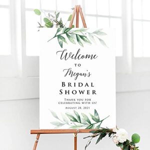 personalized greenery bridal shower welcome sign, customized baby shower baptism celebration welcome board, large custom poster