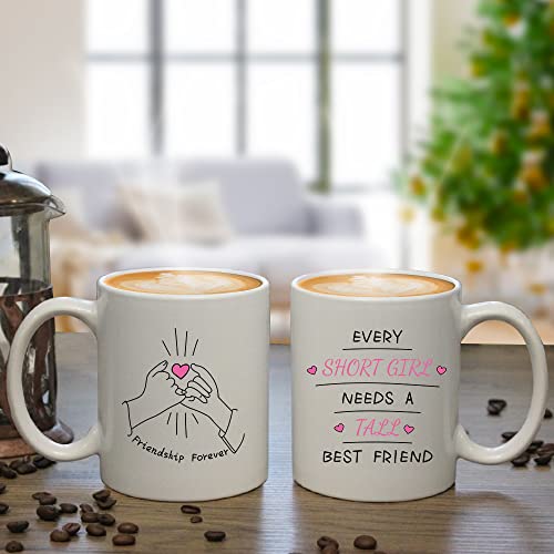 Best Friends Coffee Mug for Women, Every Short Girl Needs A Tall Best Friends, Friendship Gifts for Women, Bestie, Sister, Mom, Grandma, Nana, Best Friend Mug for Graduation, Birthday, Anniversary