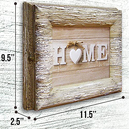 Key Holder Hooks Framed Canvas Artwork Wall Art - Home Decor Accent Secret Box for Keys 9.5x11.5 inches