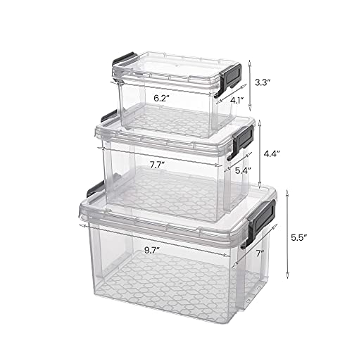 Storage Organizer Set of 1 QT, 2.5 QT and 4 QT Storage Containers with Lid, Set of 9, Clear