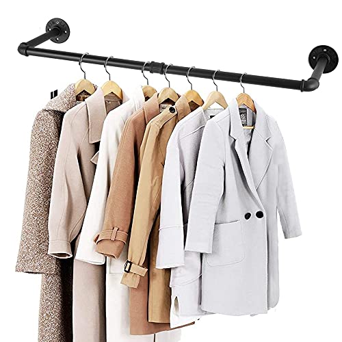 Eledom Industrial Pipe Clothing Rack 36 Inch, Wall Mounted Clothes Rack, Hanging Clothes Rods for Closet and Laundry Room, Multi-Purpose Heavy Duty Garment Bar (1 Pack)