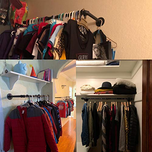 Eledom Industrial Pipe Clothing Rack 36 Inch, Wall Mounted Clothes Rack, Hanging Clothes Rods for Closet and Laundry Room, Multi-Purpose Heavy Duty Garment Bar (1 Pack)