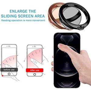 General Phone Ring Holder Finger Kickstand Omnidirectional 360 Degree Rotation Metal with Polished Metal Phone GripRing Phone Stand, for Magnetic Car Mount Compatible with All Phone Case (Rose+Black)