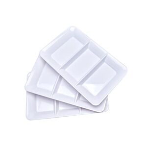 lullaby 3 sectional plastic serving tray 14.2" x 9", 3 pack white serving platters for cheese cracker food, bpa-free and reusable