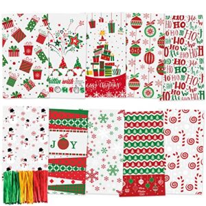 colorbib christmas cellophane bags 170pcs with 180pcs treat bags with twist ties gnome and christmas ball pattern snack bags for christmas party supplies candy goodie 10 assorted styles