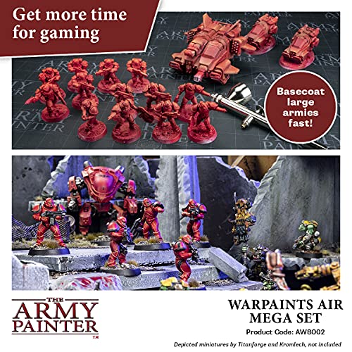 The Army Painter Warpaints Air Mega Set - Non-Toxic Water Based Airbrush paint set – paint and primer for Tabletop Roleplaying, Boardgames, and Wargames Miniature Model Painting