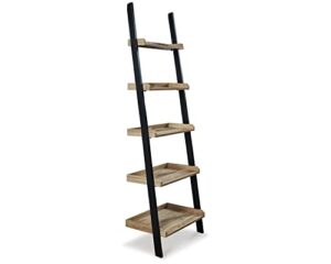 signature design by ashley gerdanet urban industrial 4 shelf ladder bookcase, light brown & black