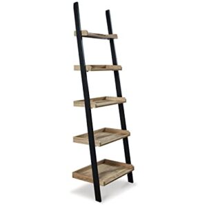 Signature Design by Ashley Gerdanet Urban Industrial 4 Shelf Ladder Bookcase, Light Brown & Black