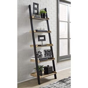 Signature Design by Ashley Gerdanet Urban Industrial 4 Shelf Ladder Bookcase, Light Brown & Black