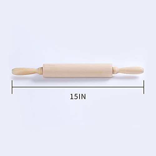 LaXon Rolling Pins,Pizza Roller,15 Inch Wooden Rolling Pins for Backing,Use for Pasta,Cookie Dough,Pastry,Bakery,Pizza,Fondant